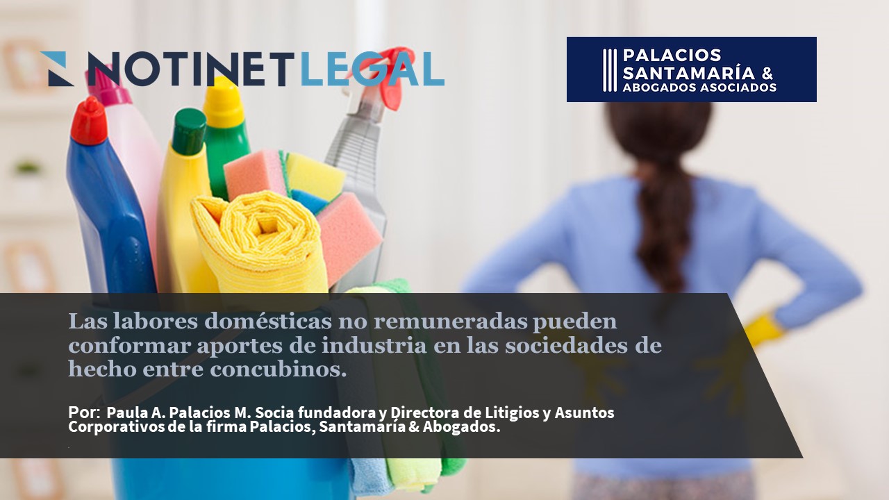 Las labores domésticas no remuneradas pueden conformar aportes de industria en las sociedades de hecho entre concubinos.