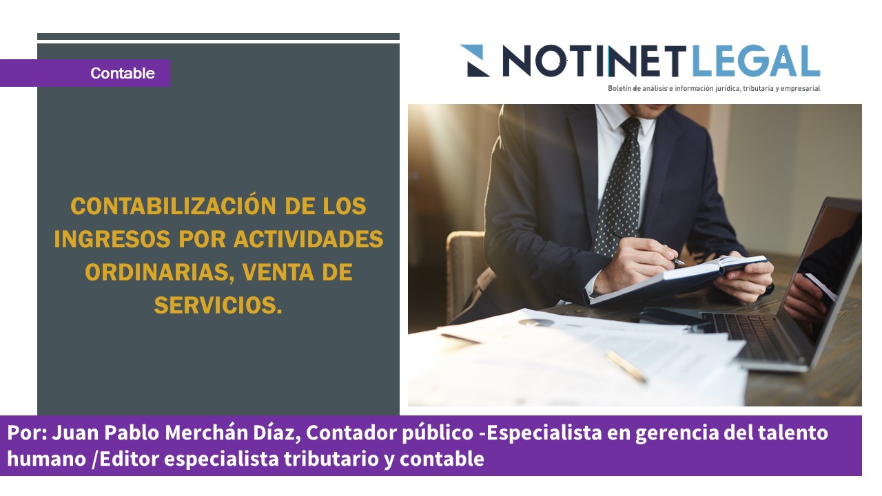 Contabilización de los ingresos por actividades ordinarias, venta de servicios.