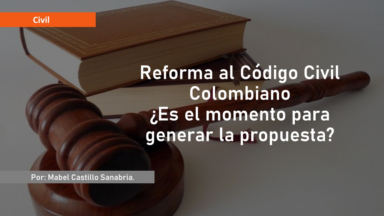 Reforma al Código Civil Colombiano ¿Es el momento para generar la propuesta? Reforma al Código Civil Colombiano ¿Es el momento para generar la propuesta?