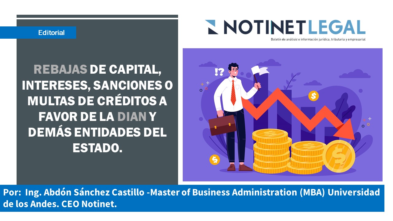 Rebajas de capital, intereses, sanciones o multas de créditos a favor de la DIAN Y demás entidades del Estado.